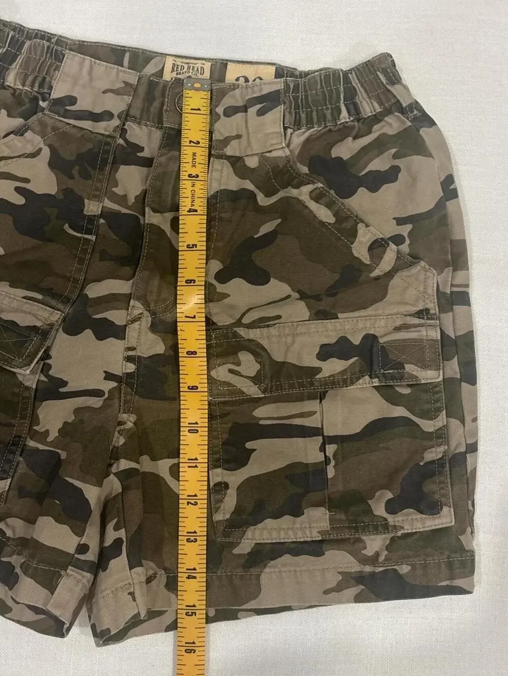 camo cargo shorts with elastic waistband